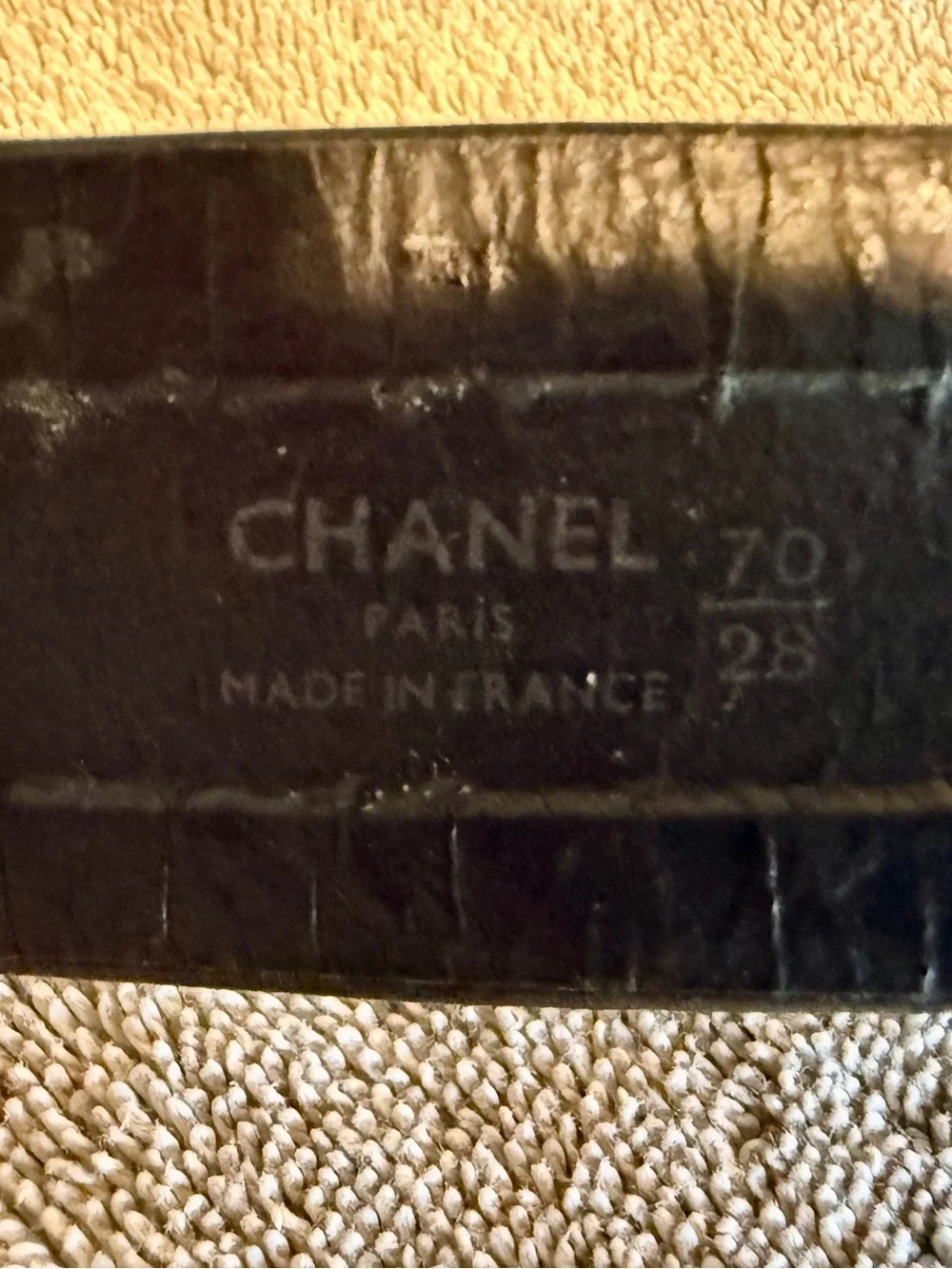 Chanel Vintage drop chain leather belt w/ 24karat plated medallion coin